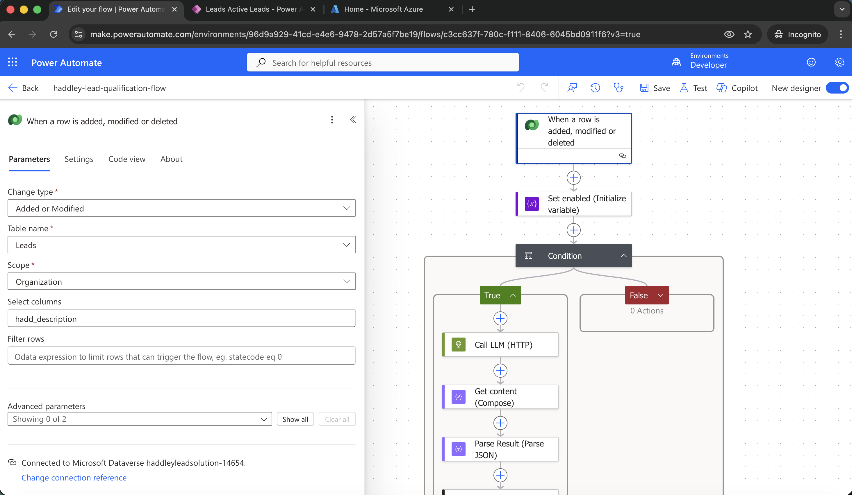 I updated the trigger to run only when a new Lead record was added or when the Description column of an existing row was updated